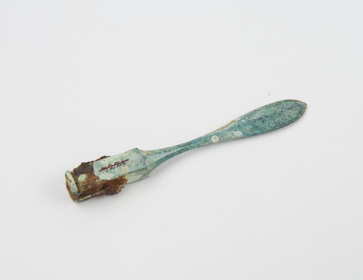 Knife, spatulate bronze handle only, Roman(?), 199BC-500AD