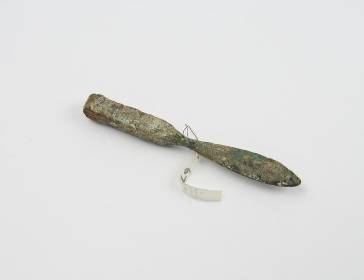 Knife, spatulate bronze handle only, Roman(?), 199BC-500AD