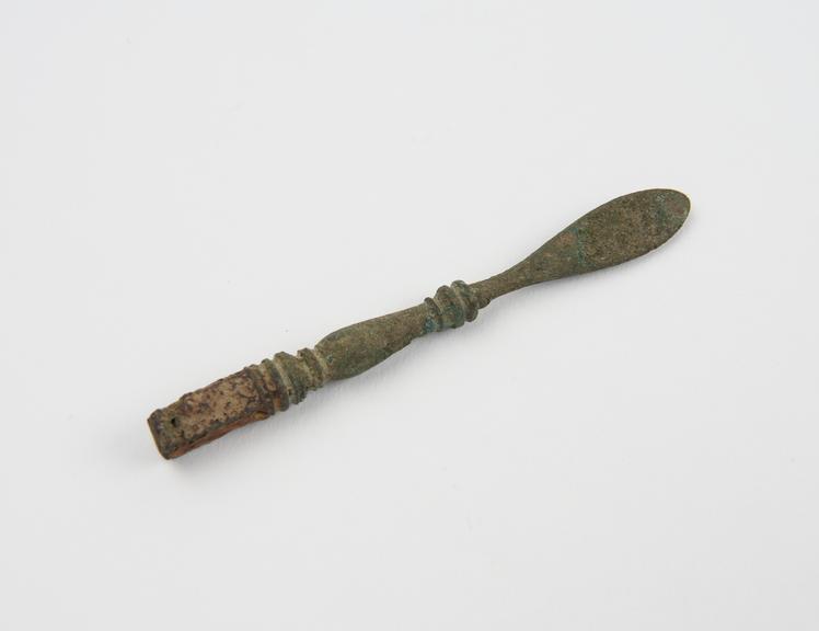 Knife, spatulate bronze handle only, Roman(?), 199BC-500AD