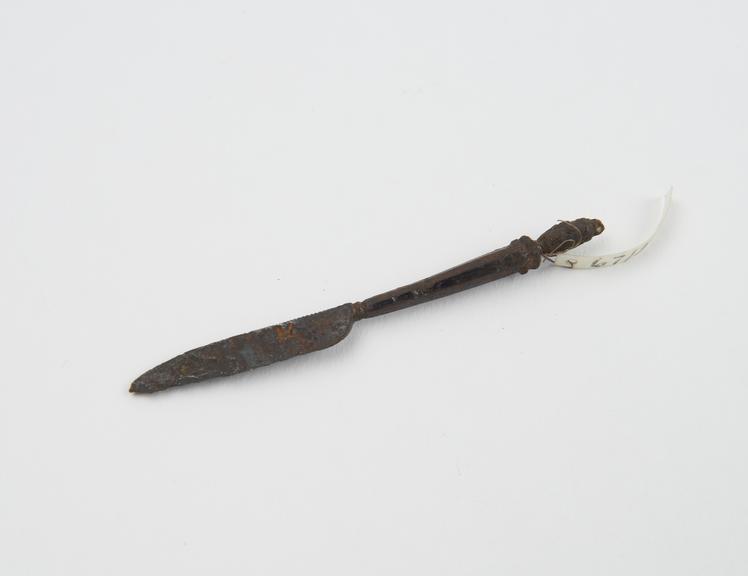 Knife, small, iron, with figure of Osiris(?), on handle