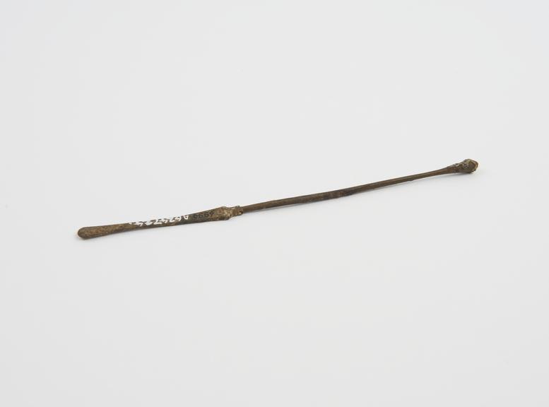 Combined spatula and olive ended probe, bronze