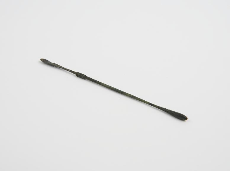Combined scoop and olive-ended probe, bronze, Roman