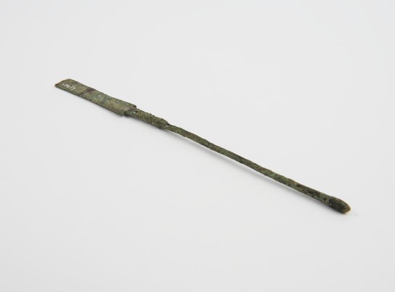 Combined spatula and olive ended probe, bronze