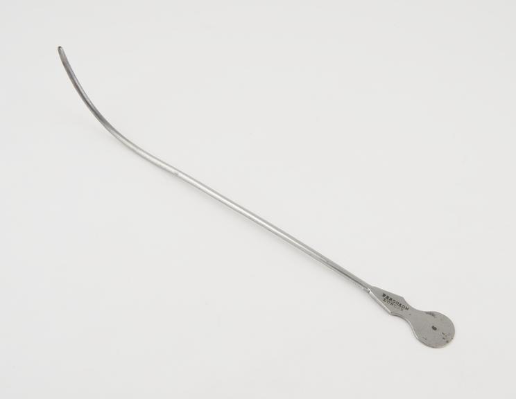 Urethral sound, with proximal curve and flat metal handle