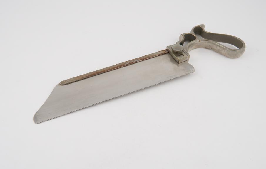 Amputation saw with nickel plated metal handle