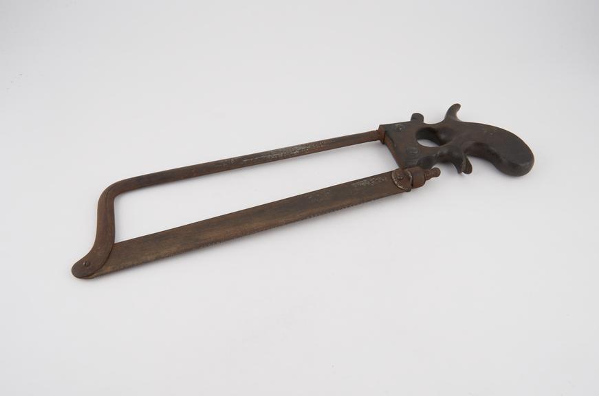 Bow amputation saw, steel with wooden handle, European