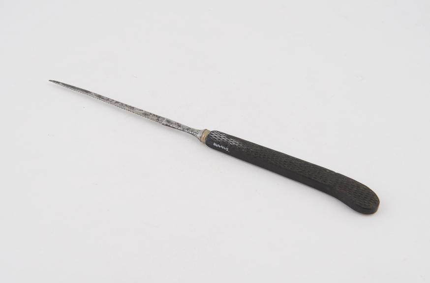 Finger saw, steel, nickel silver and ebony, 19th century