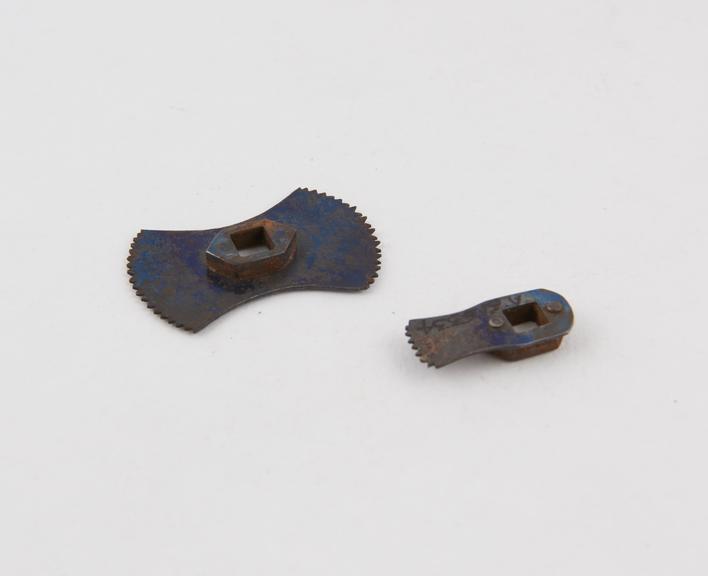 2 trephination saw blades, steel, 19th century