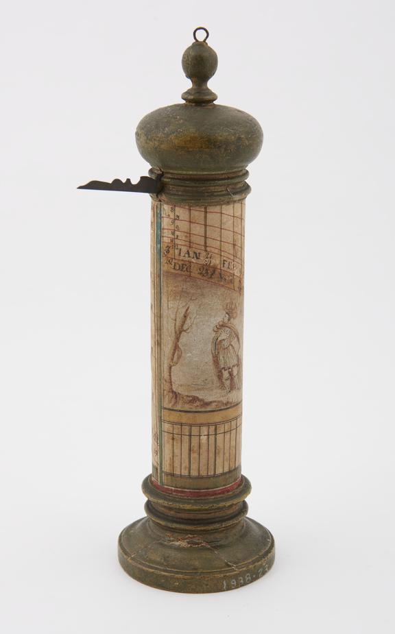 Wooden column sundial designed for a latitude of 48?, unsigned