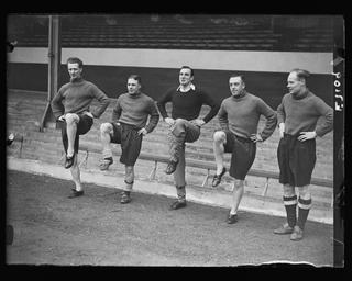 Fred Perry trains with footballers
