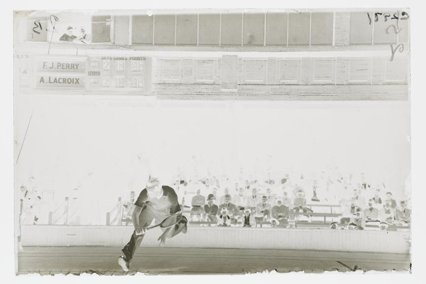 Daily Herald glass negative showing Fred Perry competing