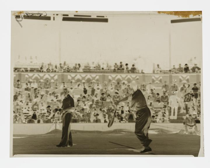 Daily Herald celluloid negative showing Fred Perry competing in
