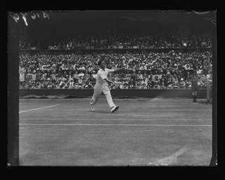 Tennis star Fred Perry at Wimbledon