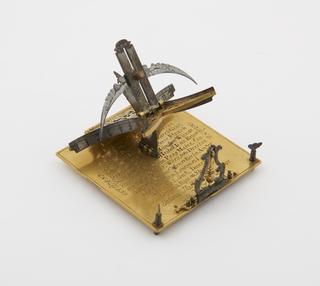 Sundial with various dials and calendar in brass