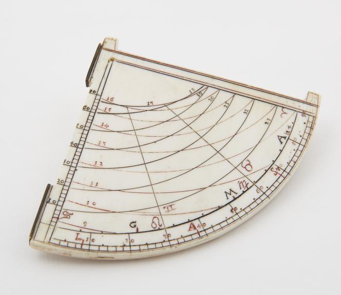 Quadrant sundial of ivory, Italian hours