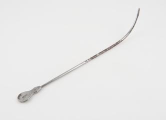 Bladder sound with tapering proximal curve and flat metal handle