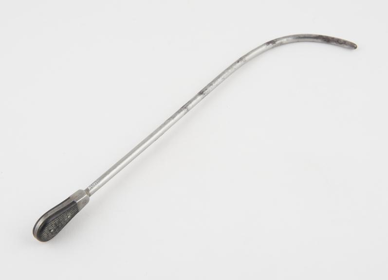 Urethral sound with proximal curve and oval handle, by Ferguson