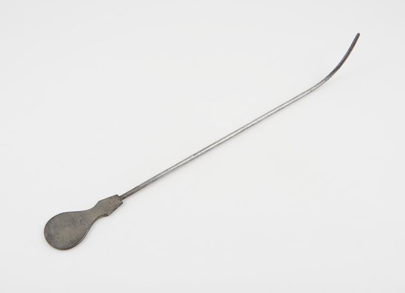 Urethral sound with proximal curve and flat handle, c. 1860