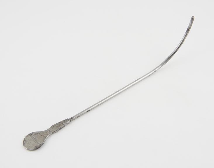 Bladder sound with long proximal curve and flat handle