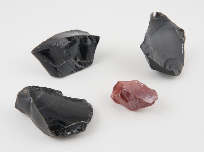 3 pieces of obsidian and 1 piece of slag, owned by Dr. T