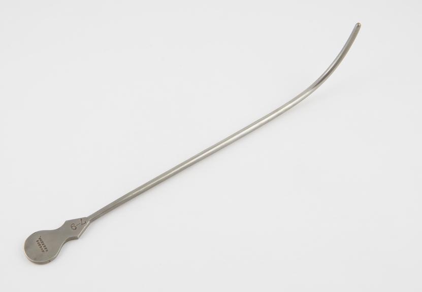 Urethral sound with proximal curve and flat metal handle