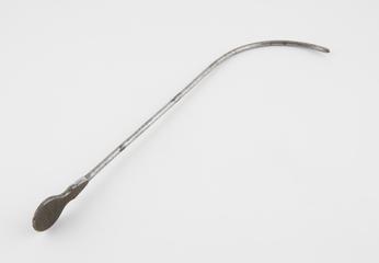 Urethral sound with long proximal curve and flat metal handle