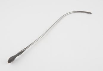 Urethral sound with proximal curve and flat metal handle