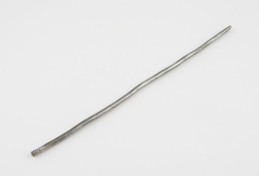 Straight cylindrical urethral sound, lead, gauge 7, c. 1860