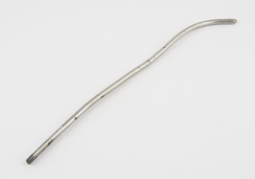 Cylindrical urethral sound, with proximal curve to conical end