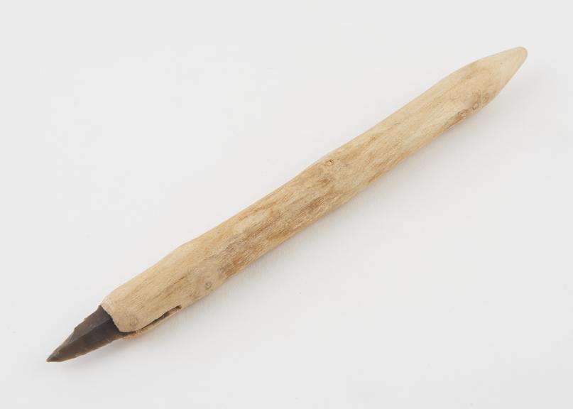 Trephine, in form of bow-drill shaft, wooden shaft