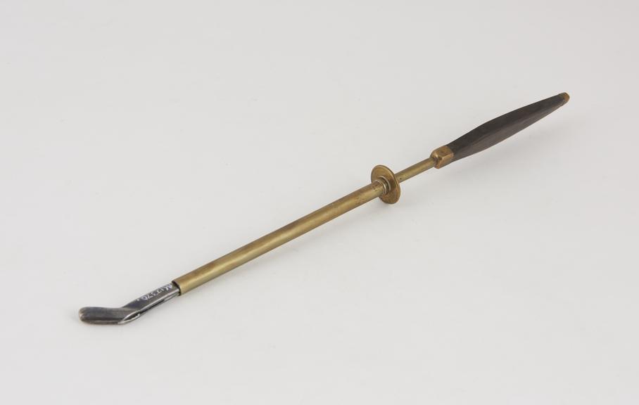 Urethral forceps(?), steel, brass and wood, 19th century