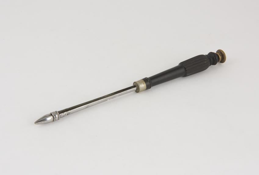 Urethral forceps(?), steel and ebonite, 19th century