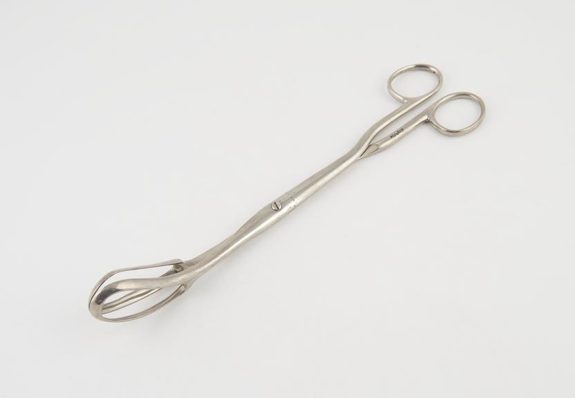 Ovum forceps, steel, chrome plated, probably British, 1920-1960