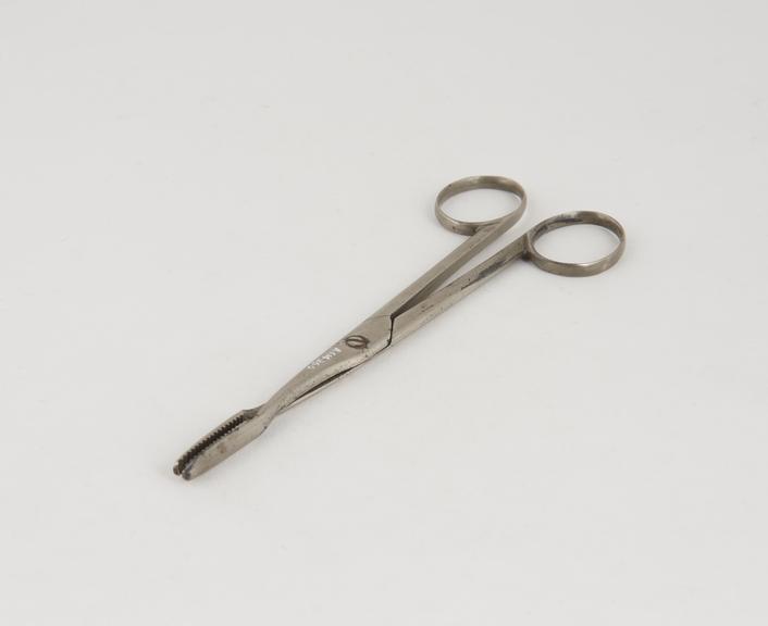 Dressing forceps, steel, nickel-plated, possibly French