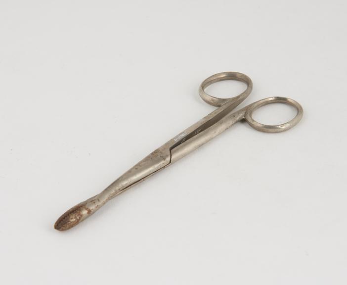 Dressing forceps, steel, plated, by Maw of London, c