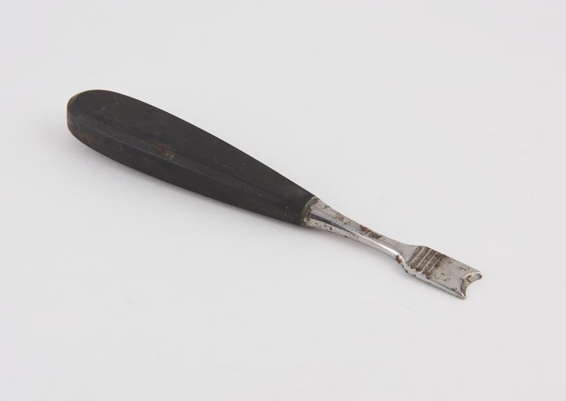 Ollier's concave rugine, steel with ebony handle, by Collin