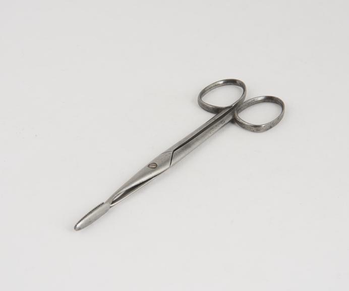 Dressing forceps, steel, plated, possibly British