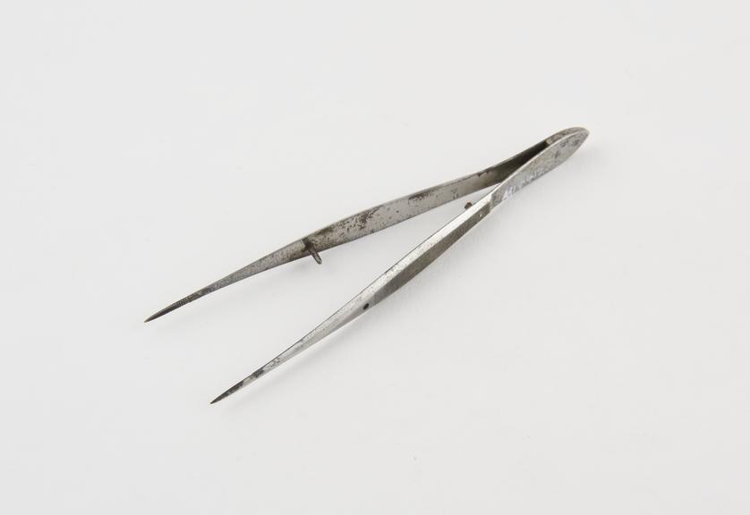 Tweezers, steel, by Weiss of London, first half 19th century