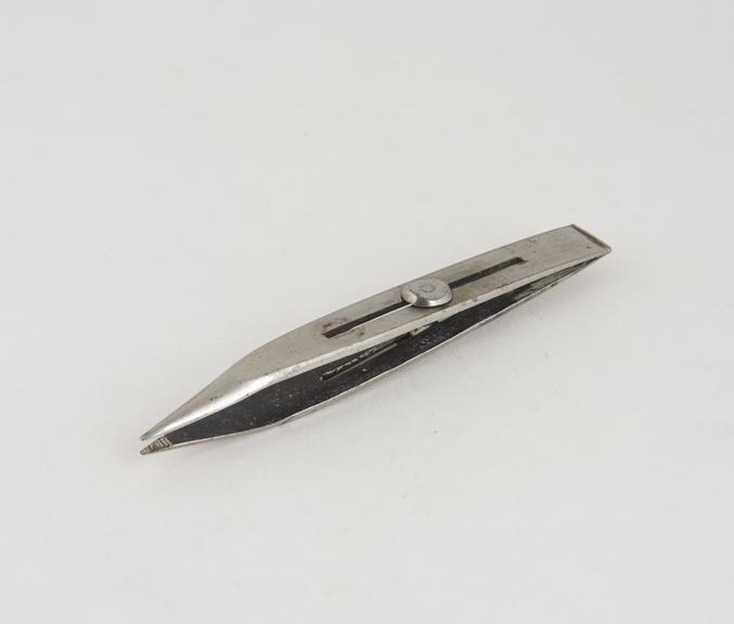 Tweezers, steel, sliding lock, by W. Pepys of London, 1800-1863