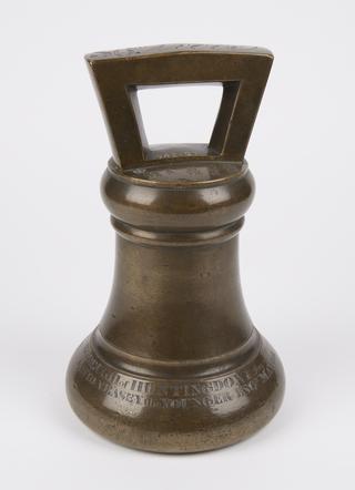 Brass weight, 56lbs, inscribed: "Borough of Huntingdon - 1826"