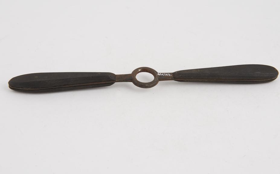 Mouth gag, for use with stomach pump, steel and ebony