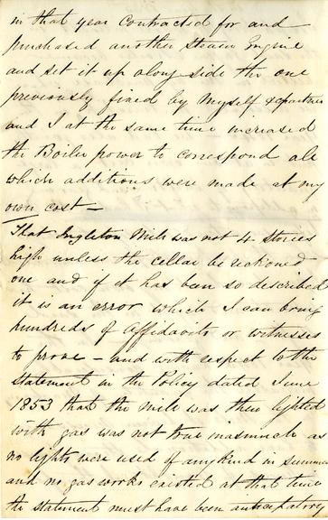 A note relating to the steam engines at the Ingleton Mill