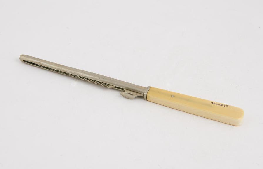 (?)urethral dilator, German silver with ivory handle