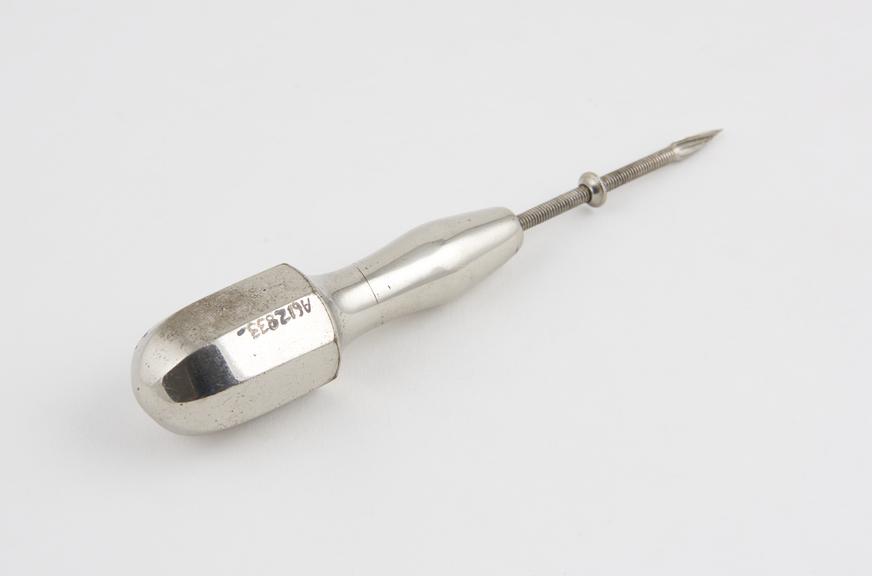 Antrum perforator, steel, nickel-plated, early 20th century