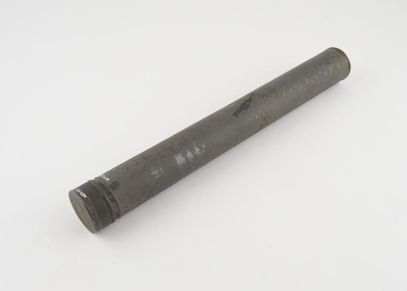 Numerous bougies, gum elastic, in metal cylinder, 19th century