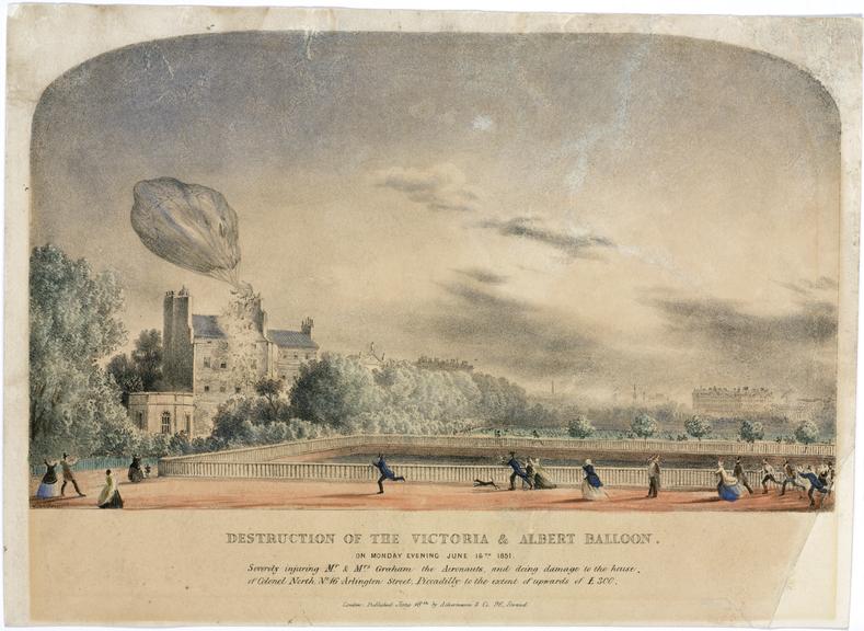 Colour print: Destruction of the "Victoria and Albert" balloon