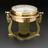 Self-registering compass on elaborate brass stand, clockwork mechanism records the ship's head every 3 minutes