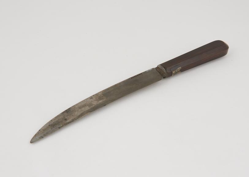 Amputation knife with wooden handle, by Stodart, English