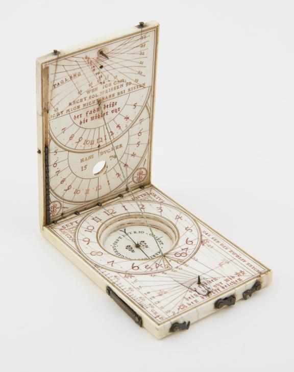 Ivory Nautical Compass Ivory Tablet Compass Sundial; 3 3/4 X 2 3/8 X