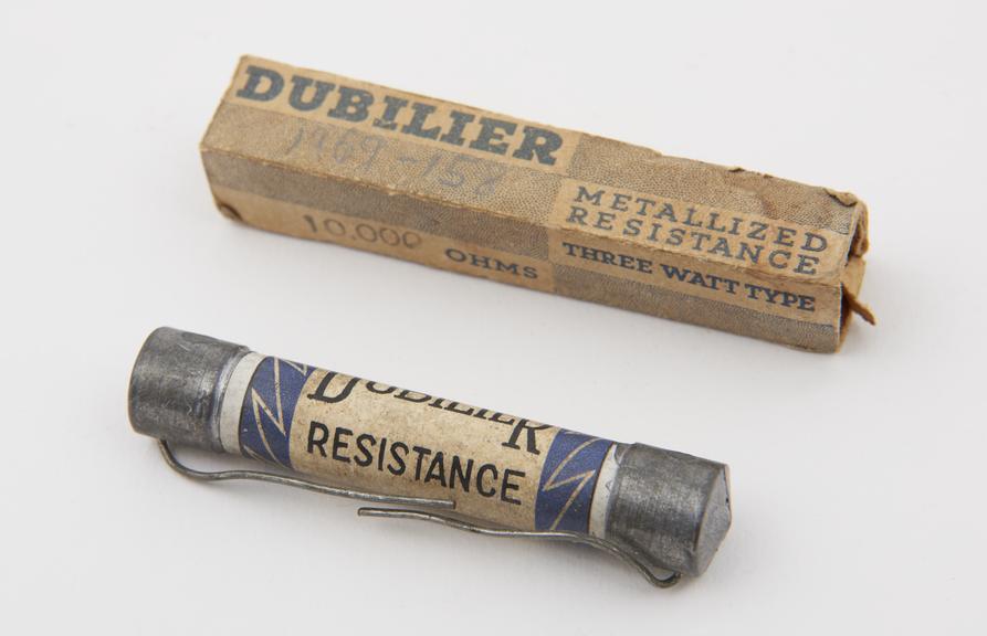 Dubilier metallized resistor with heavy metal ends (with carton)